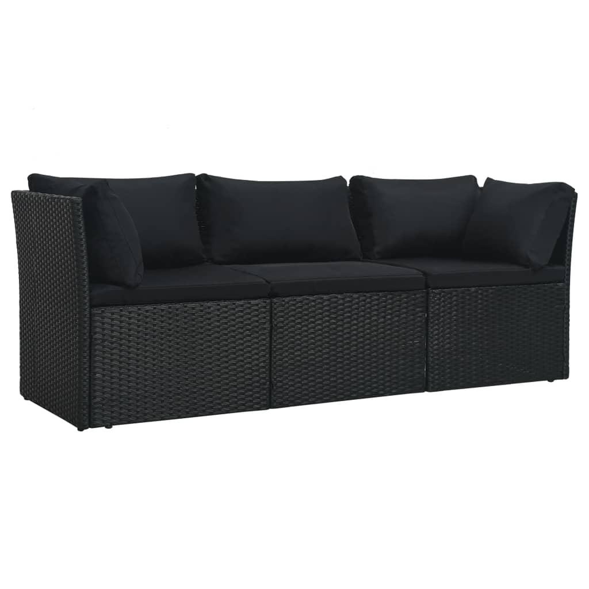 Voir la diapositive 4 : VIDAXL Salon de jardin 4 pcs avec coussins Resine tressee Noir