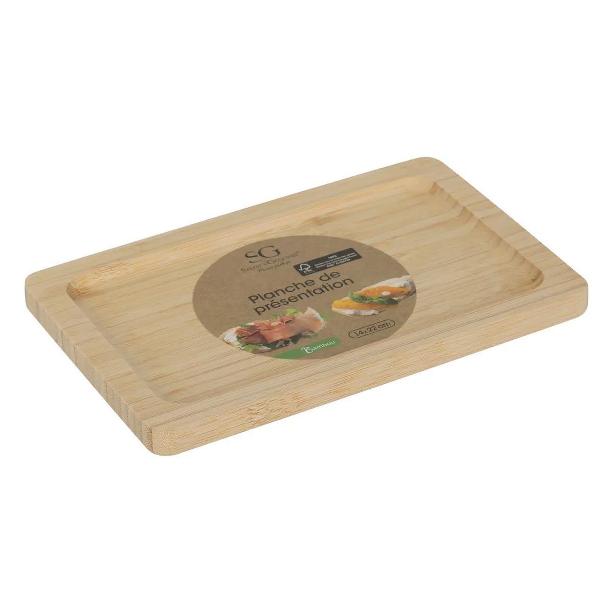 Voir la diapositive 3 : SECRET DE GOURMET Planche de présentation en bambou  rio  22cm naturel