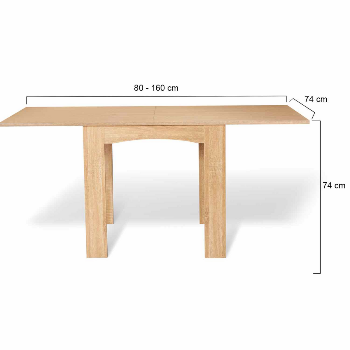 ID MARKET Table à manger extensible rectangle DONA 4-8 personnes hêtre 80-160cm
