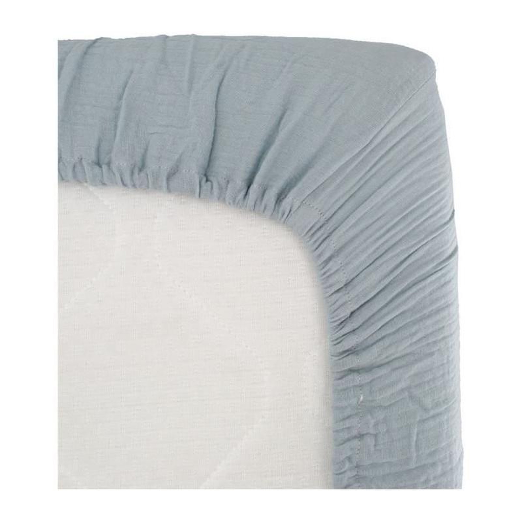 DOMIVA Drap housse lange - DOMIVA - 60x120 cm - Bleu vintage - Gaze de coton