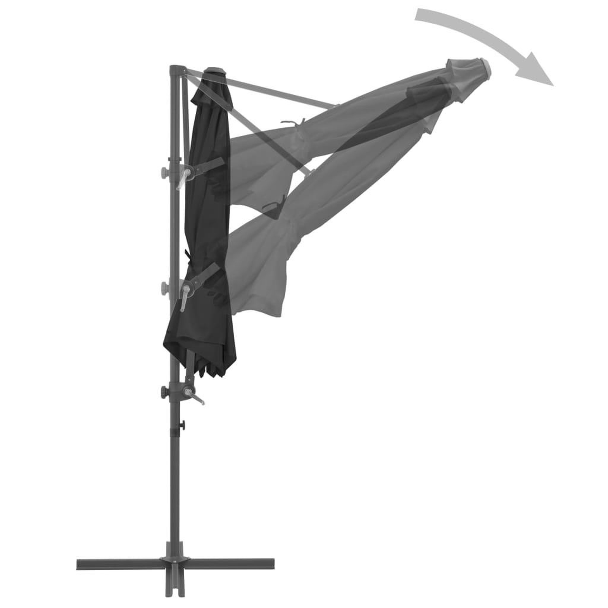 Voir la diapositive 5 : VIDAXL Parasol de jardin en porte-a-faux avec mat en acier anthracite