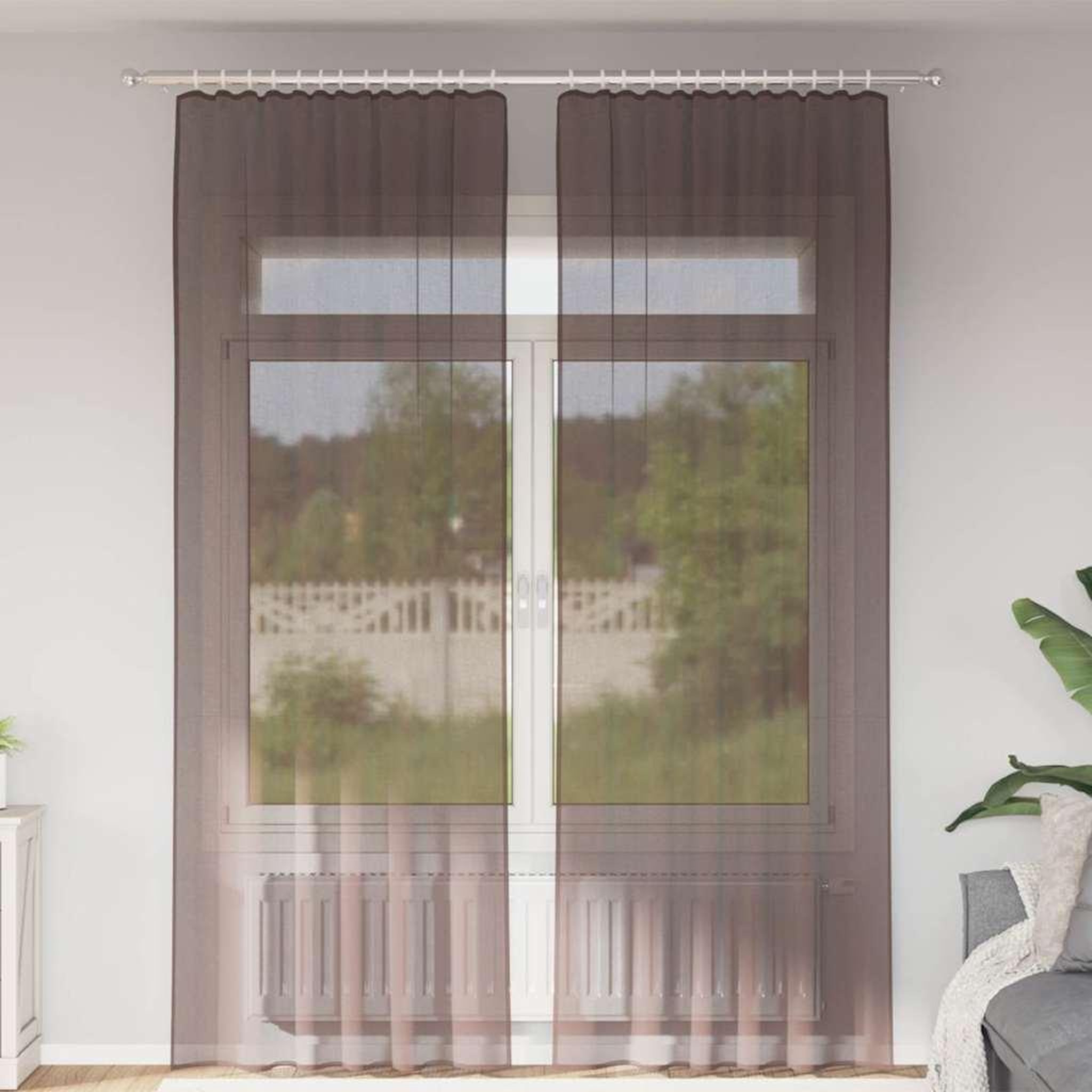 VIDAXL Rideaux en voile avec passants 2 pcs marron
