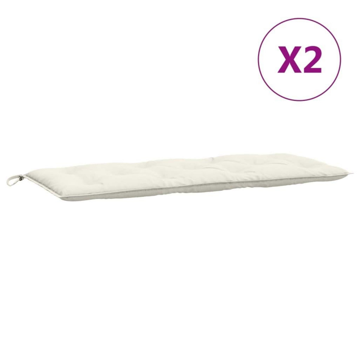 VIDAXL Coussins de banc de jardin lot de 2 creme melange tissu