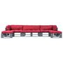 Voir la diapositive 2 : VIDAXL Salon palette de jardin 6 pcs avec coussins rouge bois