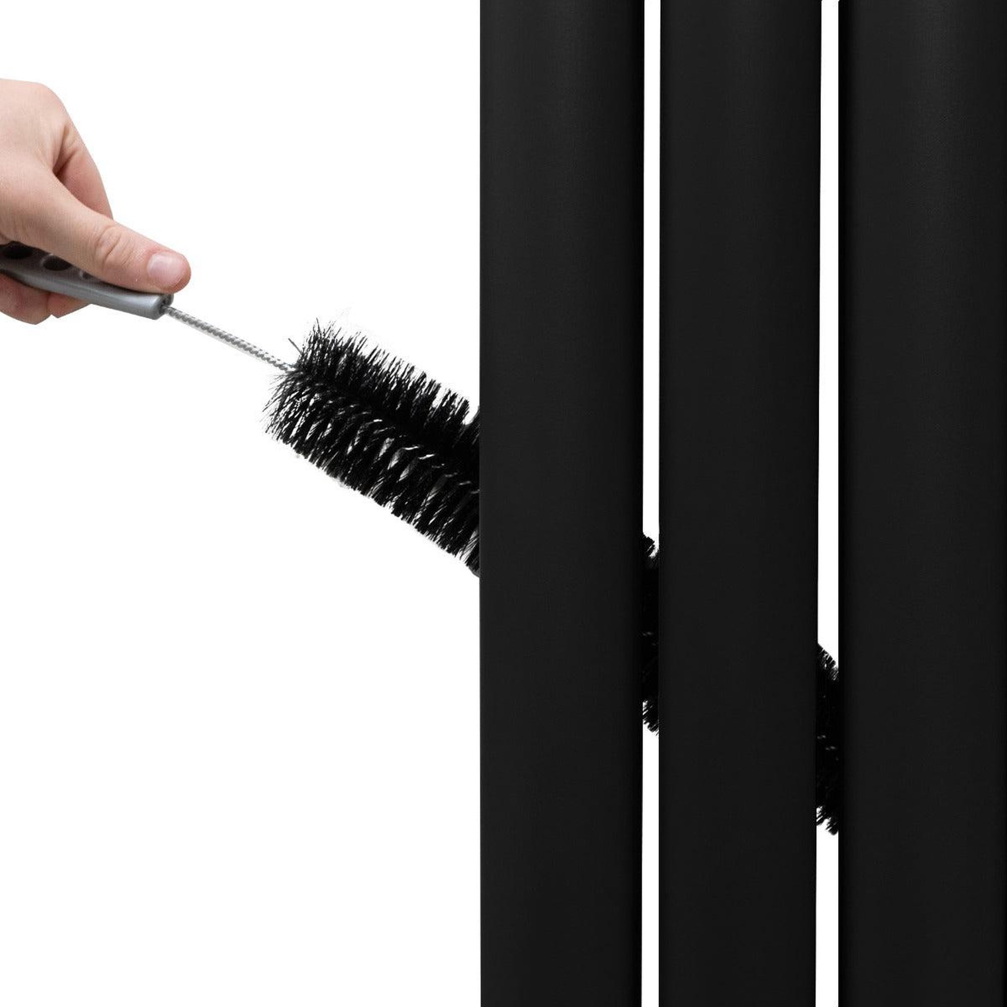 Voir la diapositive 4 : MONSTERSHOP Radiateur à colonnes ovales à miroir & vannes, panneaux - 1800 x 380 mm – noir