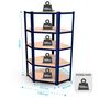 Voir la diapositive 2 : EUROSPEN Étagère d'angle polyvalente en métal - Charge lourde Max 750kg - 180 x 90 x 45 cm - Bleu