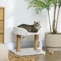 Voir la diapositive 2 : PAWHUT Arbre à chat 2 griffoirs jute naturelle panier jeu 2 boules suspendues avec clochettes peluche blanche