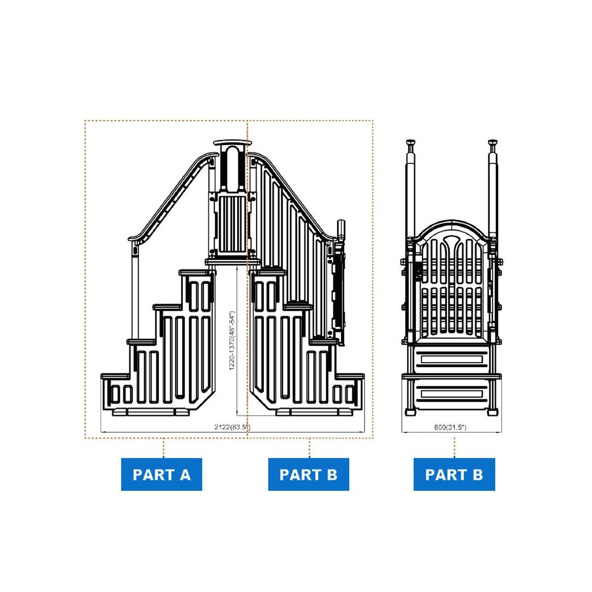 Habitat et Jardin Escalier double pour piscine   Bruno   avec porte de sécurité pour enfant