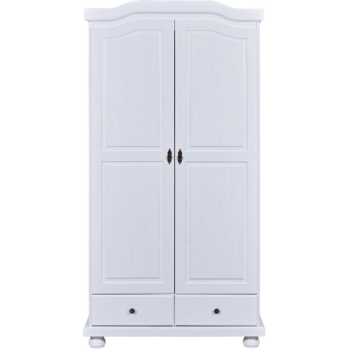 Armoire rustique en pin massif 2 portes  2 tiroirs L104cm BASTIAN