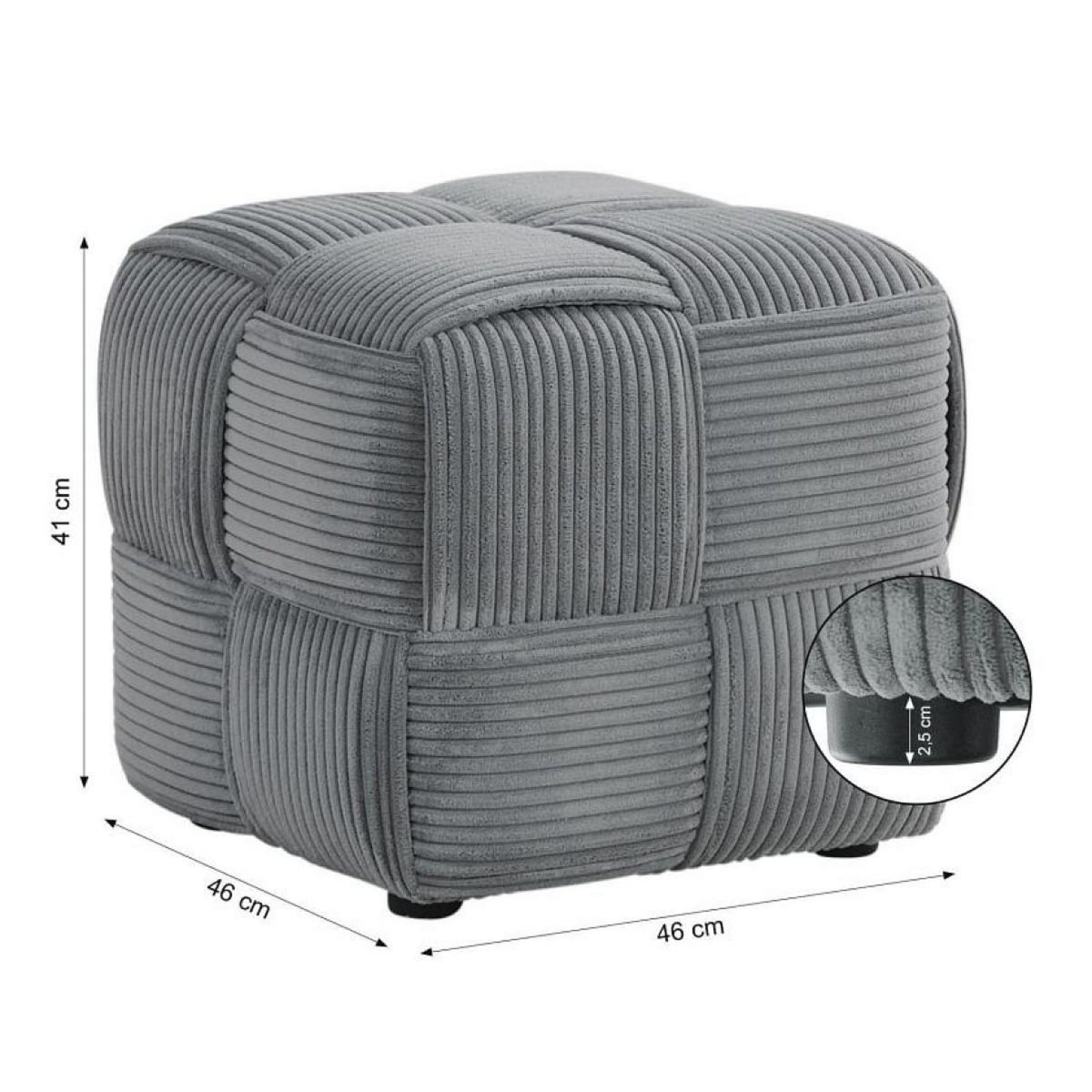 HomeStyle4U Pouf Tabouret en Corde Gris - Élégance et Confort pour Votre Intérieur
