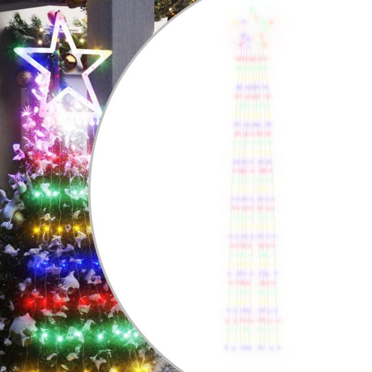 VIDAXL Guirlande de sapin de Noël 320 LED colorées 375 cm