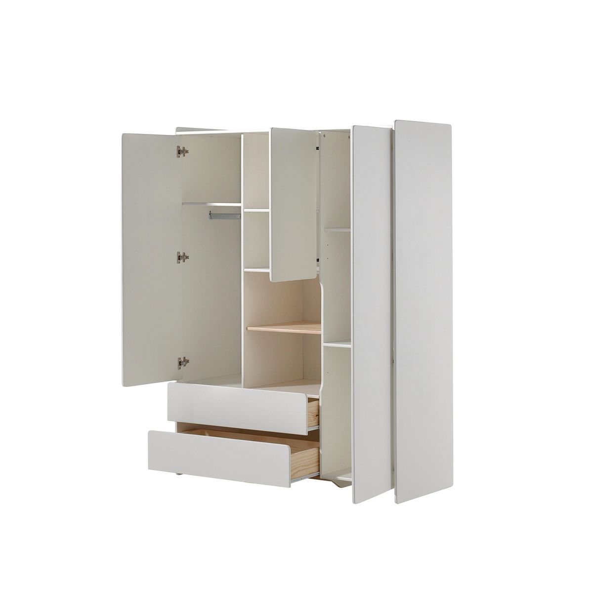 Armoire 3 portes 2 tiroirs L133cm KID