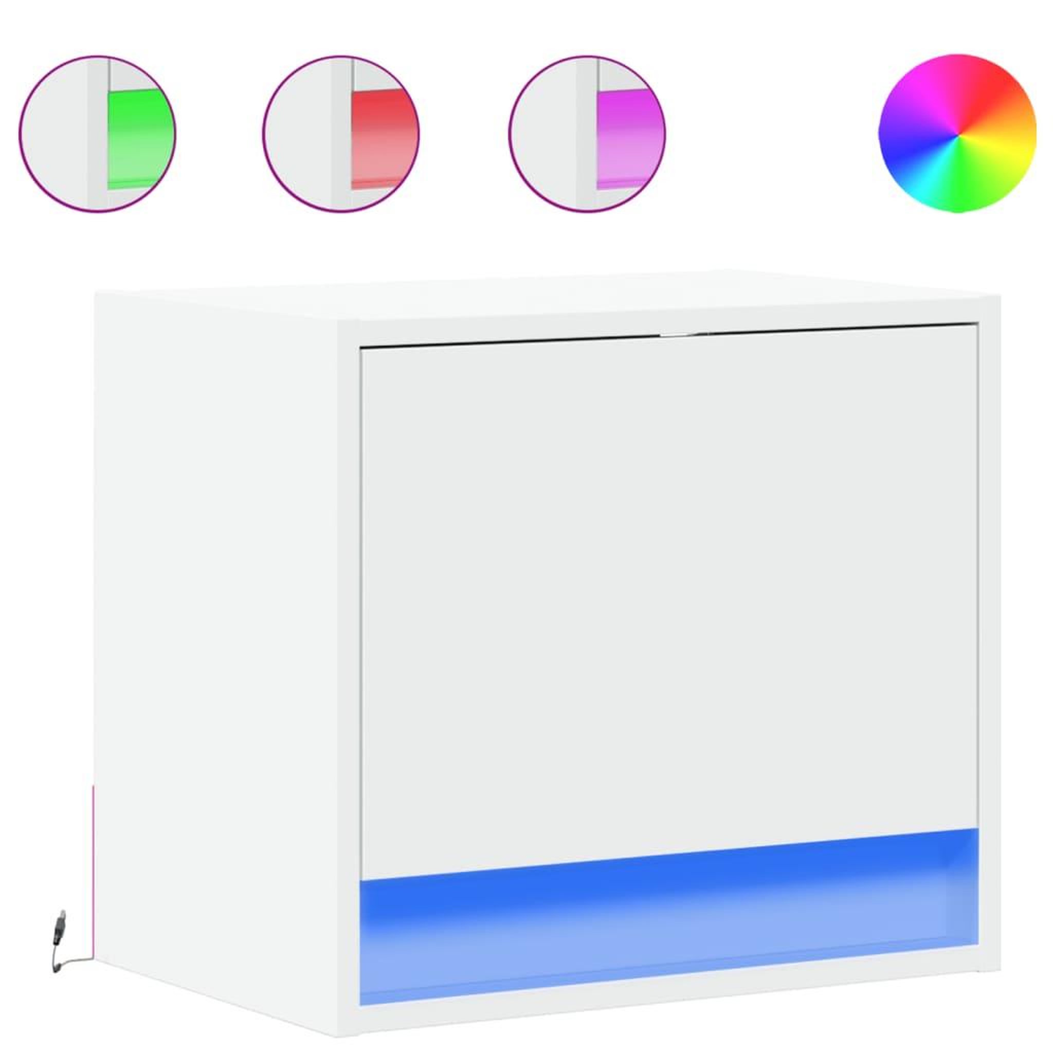 Voir la diapositive 2 : VIDAXL Tables de chevet murales avec lumieres LED 2 pcs blanc