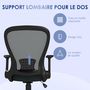 Voir la diapositive 5 : VINSETTO Chaise de bureau ergonomique - soutien lombaire, hauteur réglable, pivotante - noir anthracite