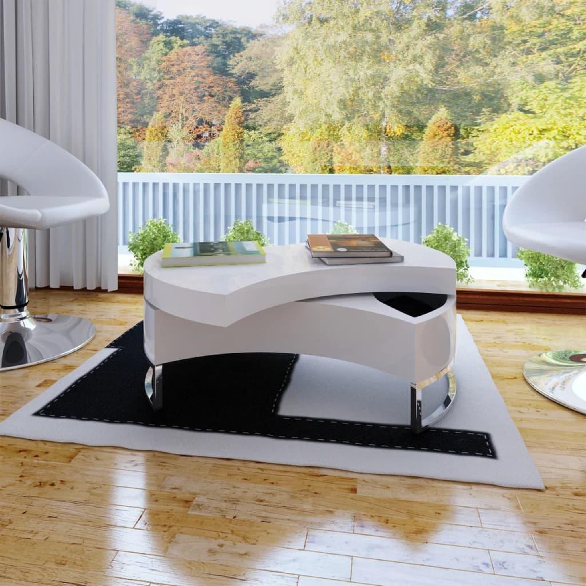 Voir la diapositive 1 : VIDAXL Table basse a forme reglable blanc brillant