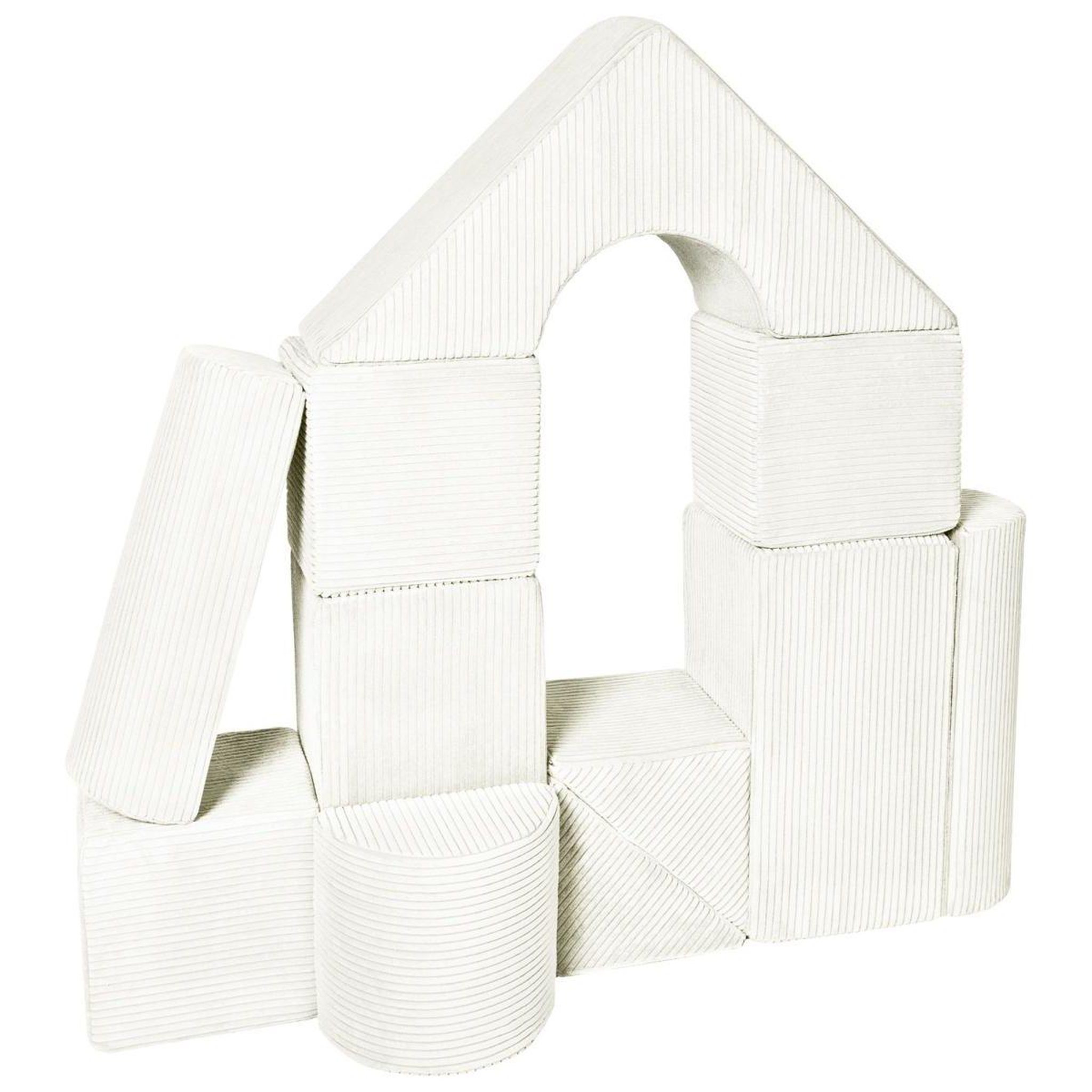 VELINDA Ensemble château (11 grands blocs de mousse) — crème (velours côtelé)
