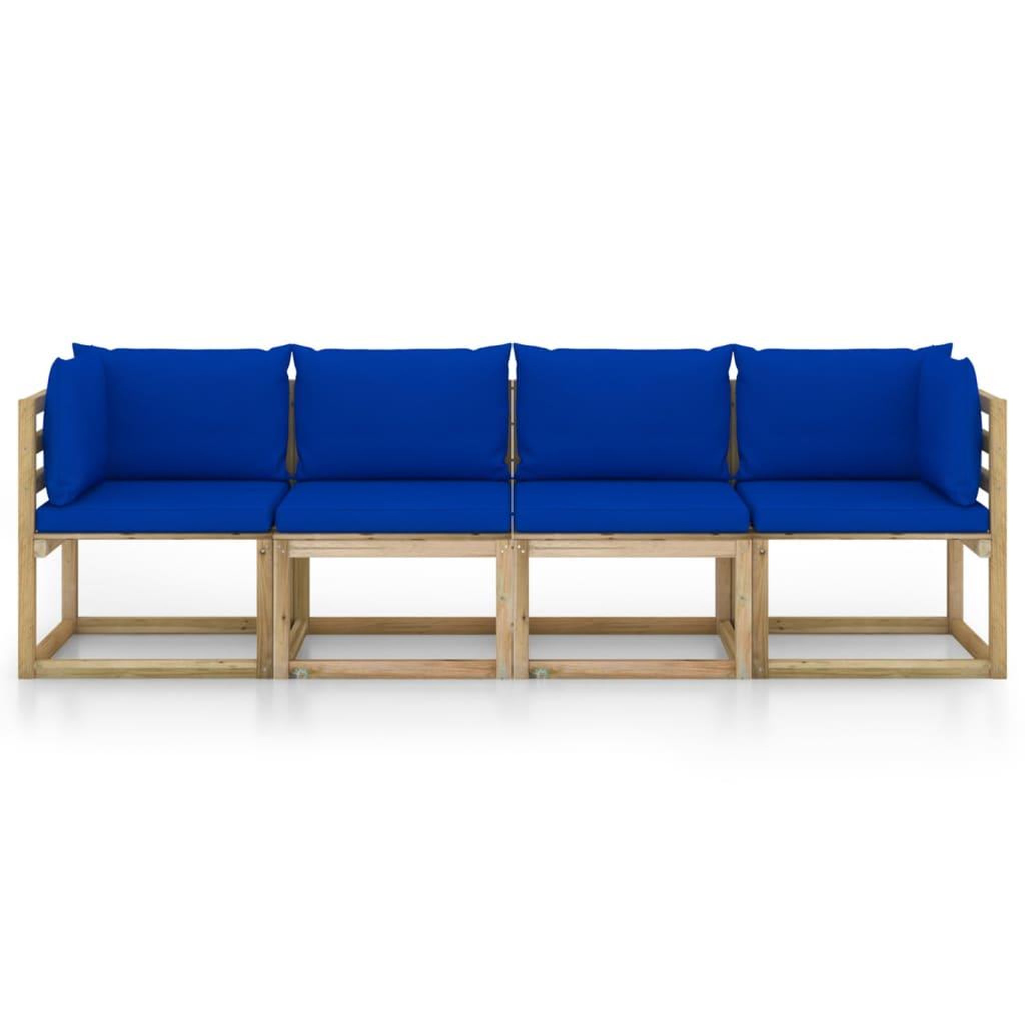Voir la diapositive 3 : VIDAXL Canape de jardin 4 places avec coussins bleu