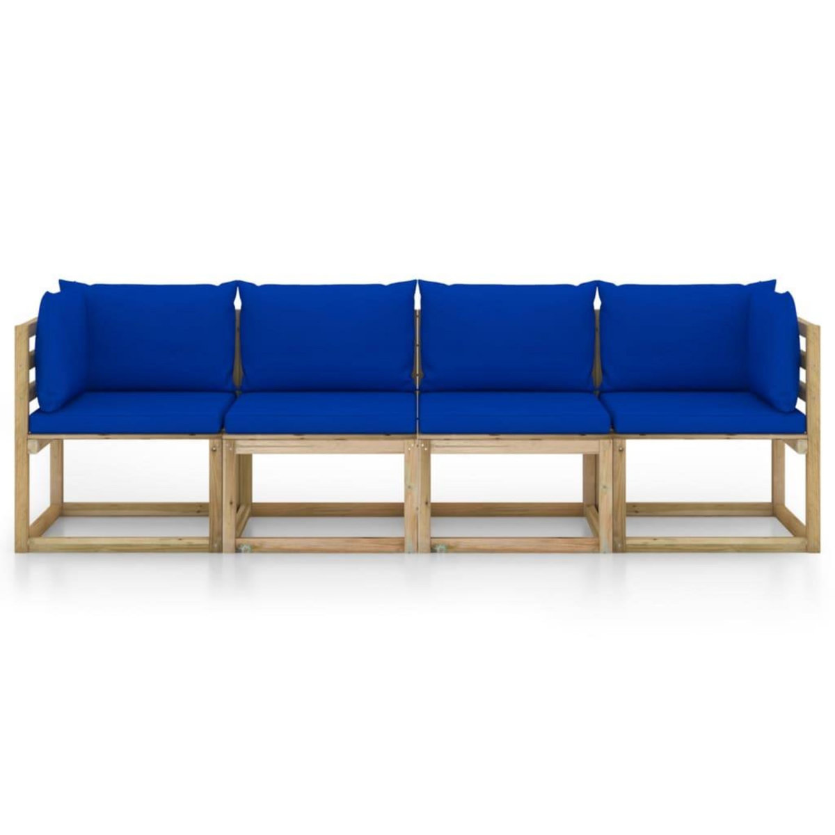 VIDAXL Canape de jardin 4 places avec coussins bleu