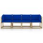 Voir la diapositive 3 : VIDAXL Canape de jardin 4 places avec coussins bleu