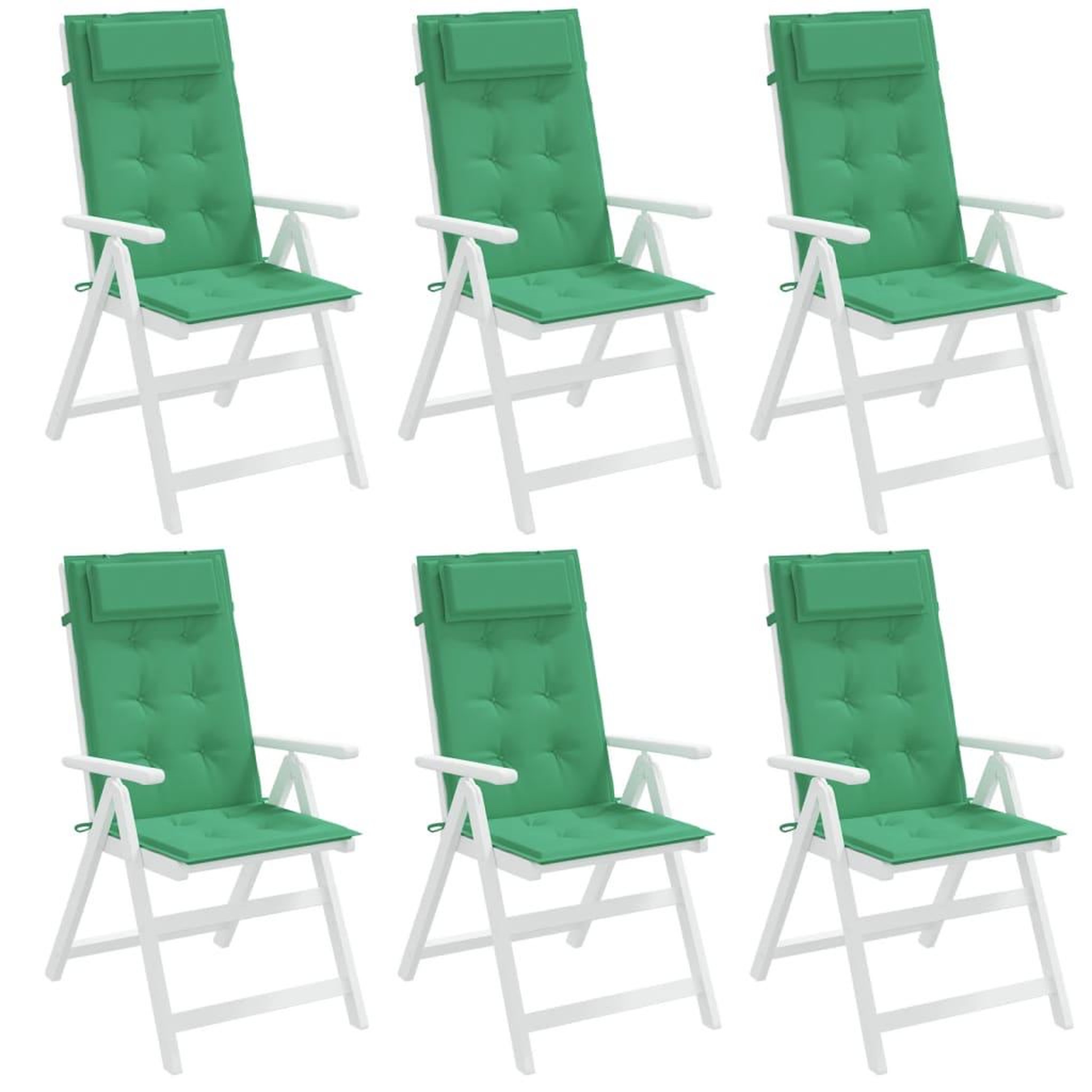 Voir la diapositive 4 : VIDAXL Coussins de chaise a dossier haut lot de 6 vert tissu oxford