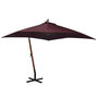 Voir la diapositive 1 : VIDAXL Parasol de jardin suspendu et mat rouge bordeaux bois de sapin
