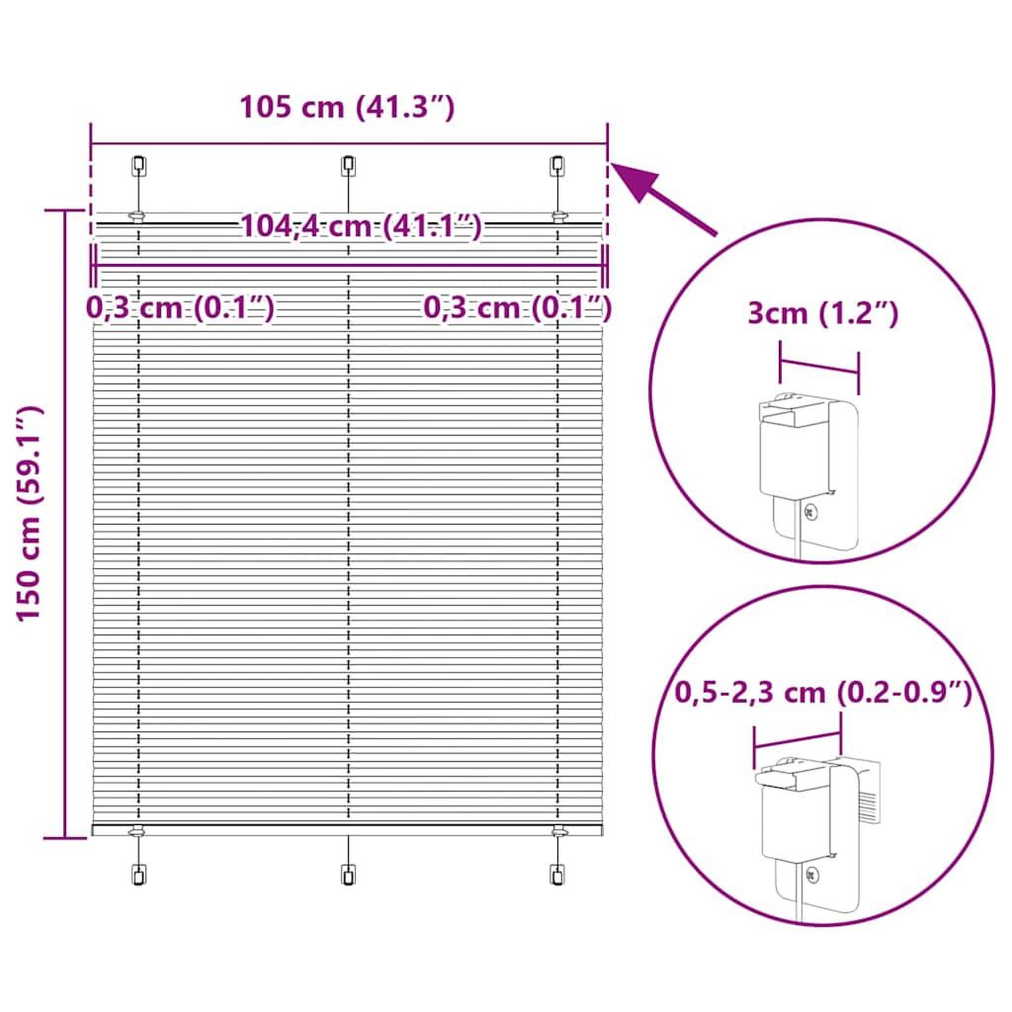 Voir la diapositive 6 : VIDAXL Store plisse rouge bordeaux 105x150 cm largeur du tissu 104,4cm