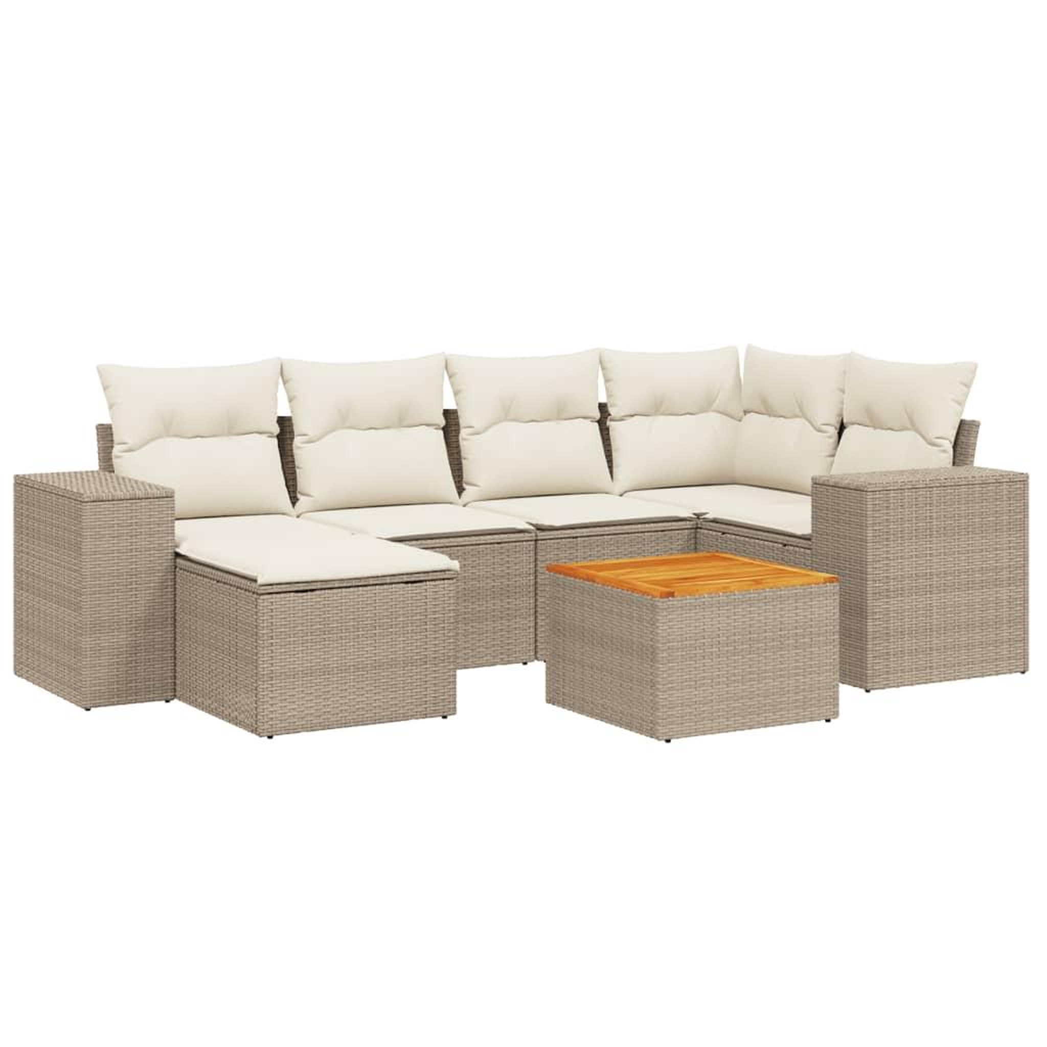 Voir la diapositive 2 : VIDAXL Salon de jardin avec coussins 7 pcs beige resine tressee