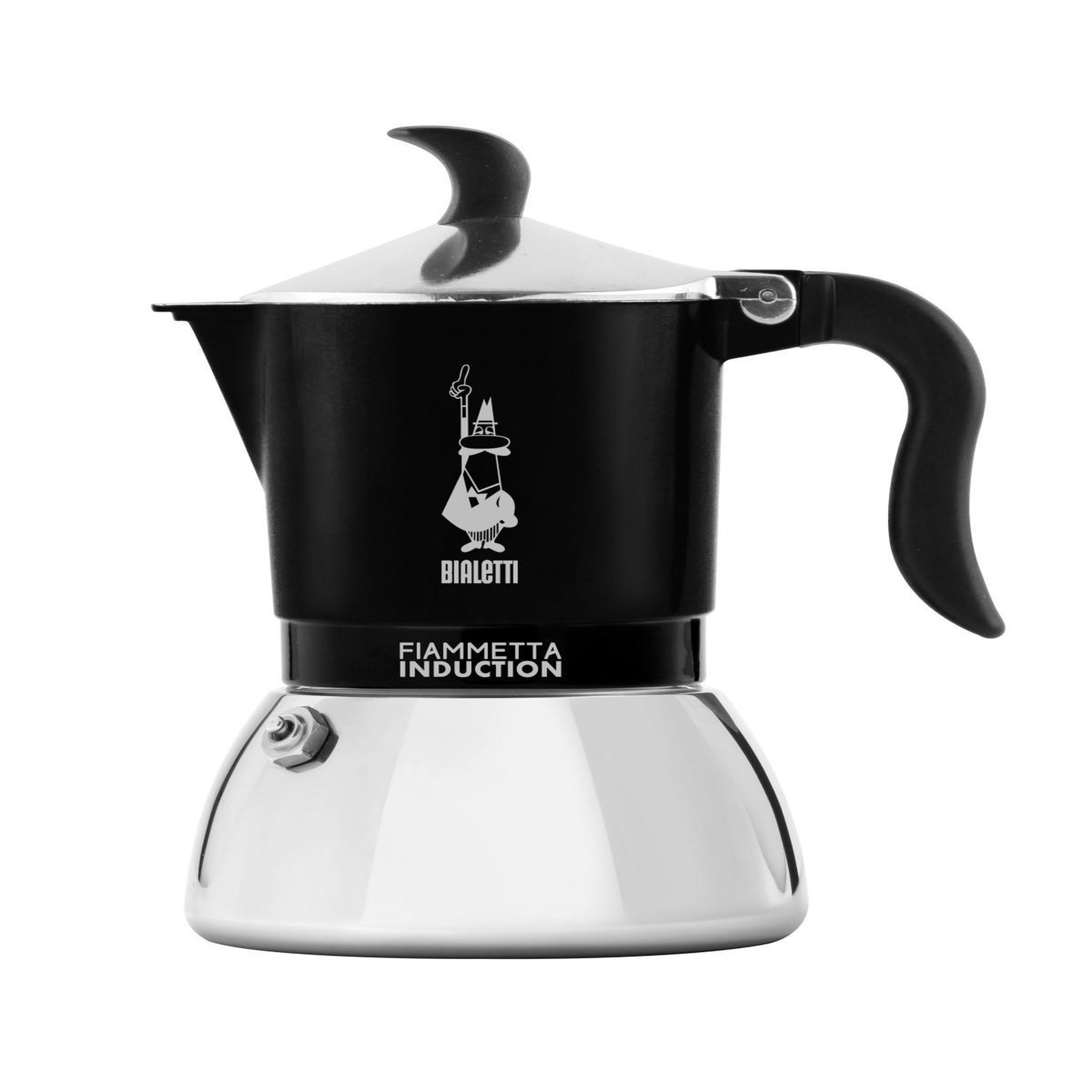 Voir la diapositive 2 : BIALETTI Bialetti Fiammetta Induction Cafetière à moka 0,18 L Noir, Acier inoxydable