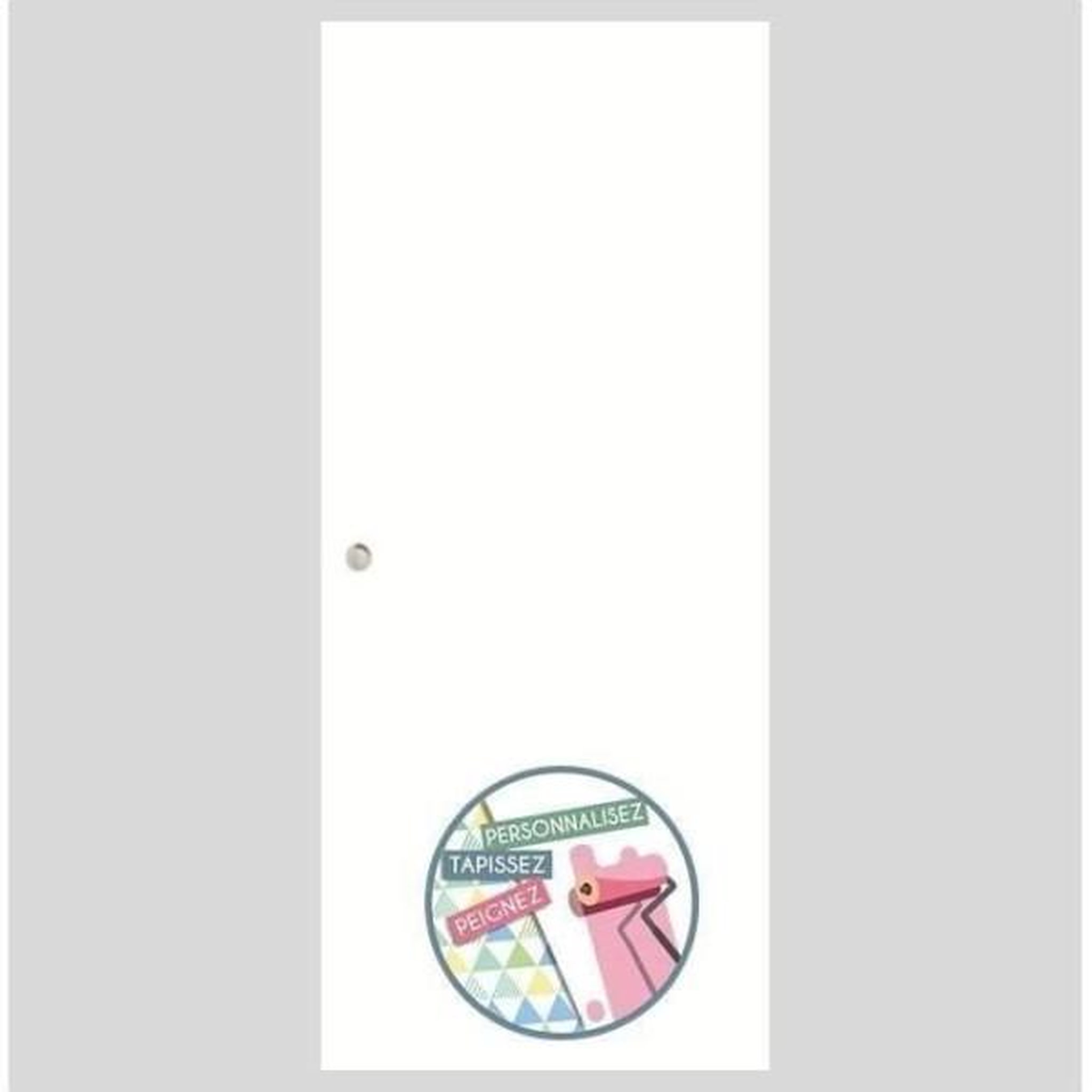 Voir la diapositive 3 : OPTIMUM Optimum - kit porte coulissante + rail + bandeau pret a peindre - h.204xl.83xp.4 cm - blanc