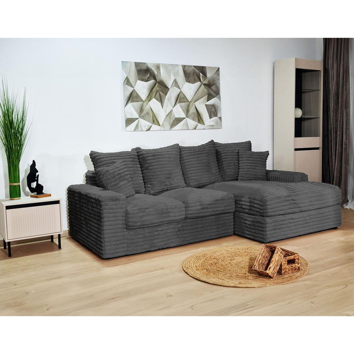 LISA DESIGN Andy - canapé d'angle droit 4 places en fausse fourrure côtelée