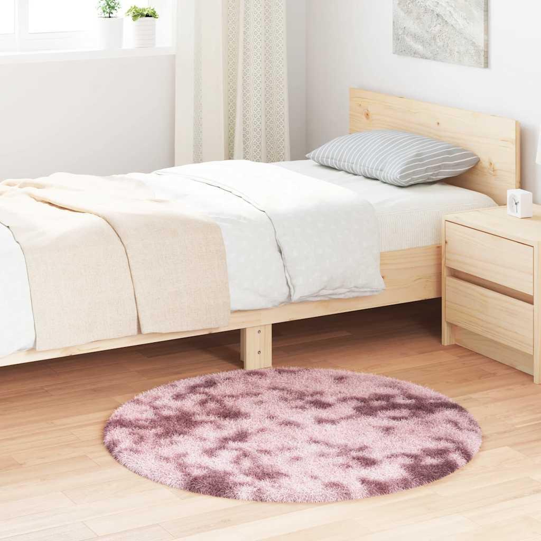 VIDAXL Tapis Shaggy a poils longs NAVARRA rose poudre 100x100 cm
