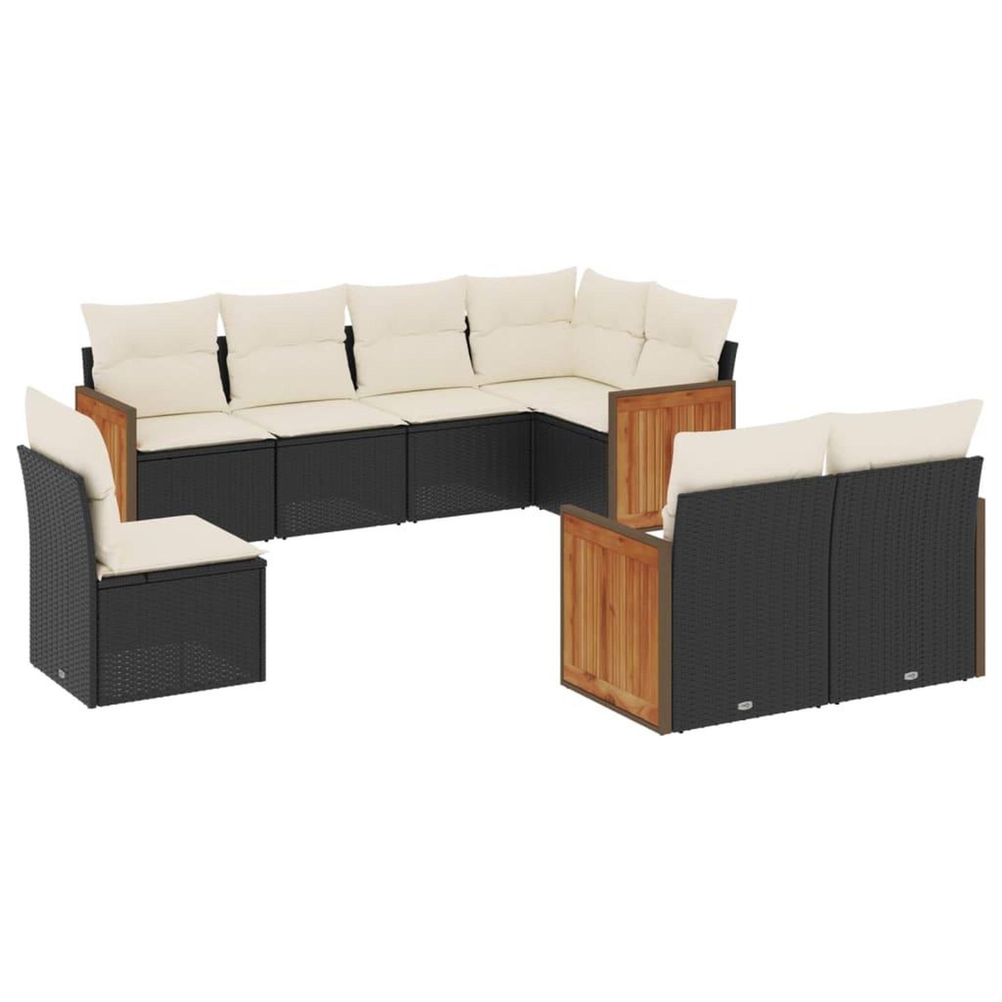 Voir la diapositive 2 : VIDAXL Salon de jardin 8 pcs avec coussins noir resine tressee