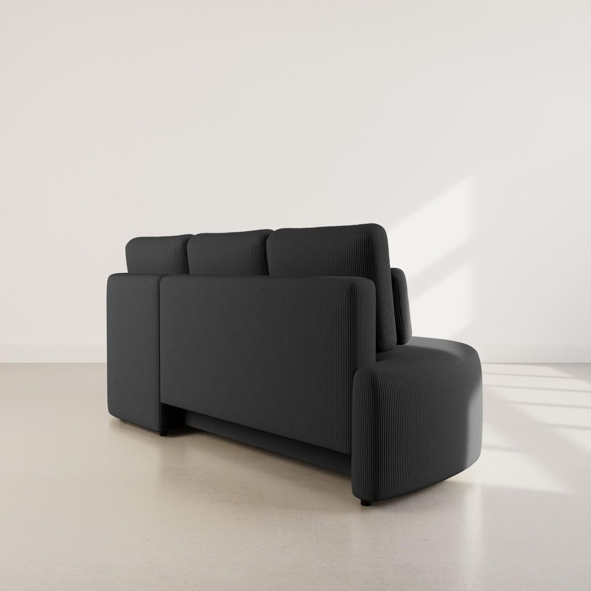 LISA DESIGN Mahina - canapé d'angle droit 4 places convertible avec coffre en velours côtelé