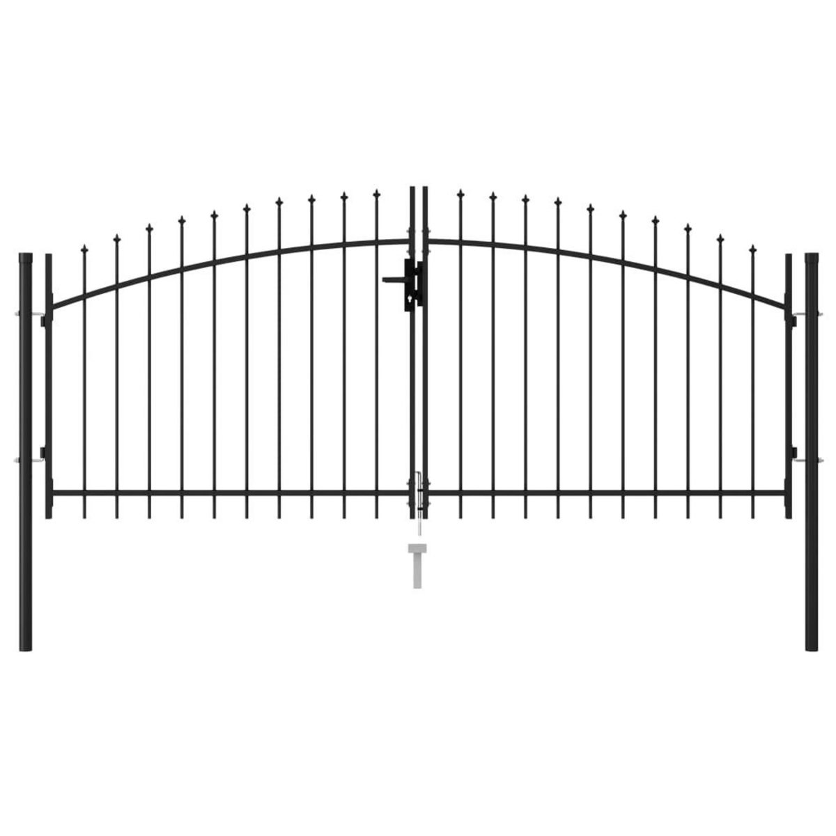 VIDAXL Portillon double porte avec dessus a pointe Acier 3x1,25 m Noir
