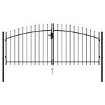 VIDAXL Portillon double porte avec dessus a pointe Acier 3x1,25 m Noir