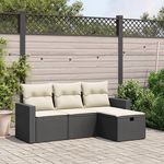 VIDAXL Salon de jardin 4 pcs avec coussins noir resine tressee
