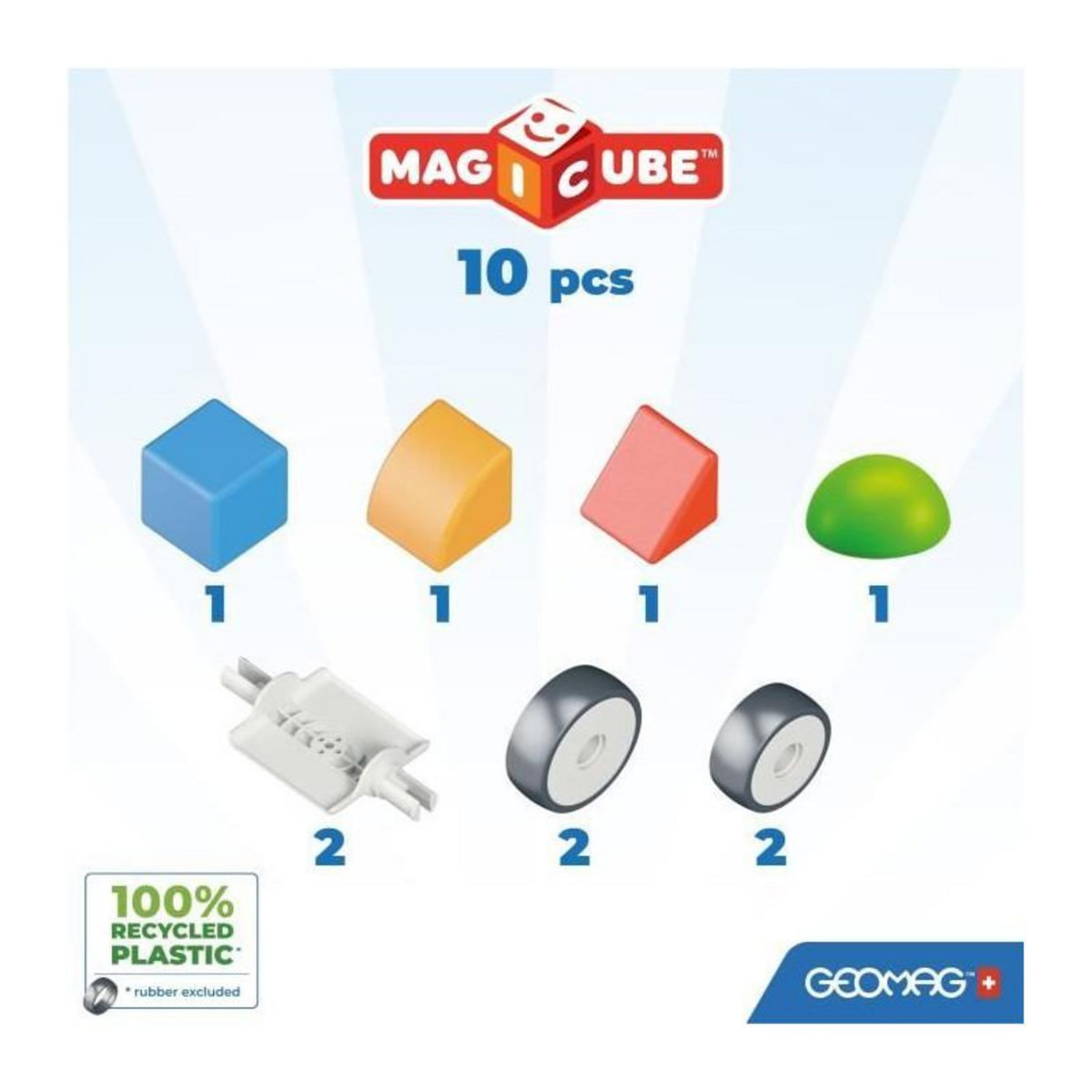 Geomag Blocs magnétiques - GEOMAG - Magicube 308 - 10 pieces - Formes variées - Véhicules - Plastique recyclé