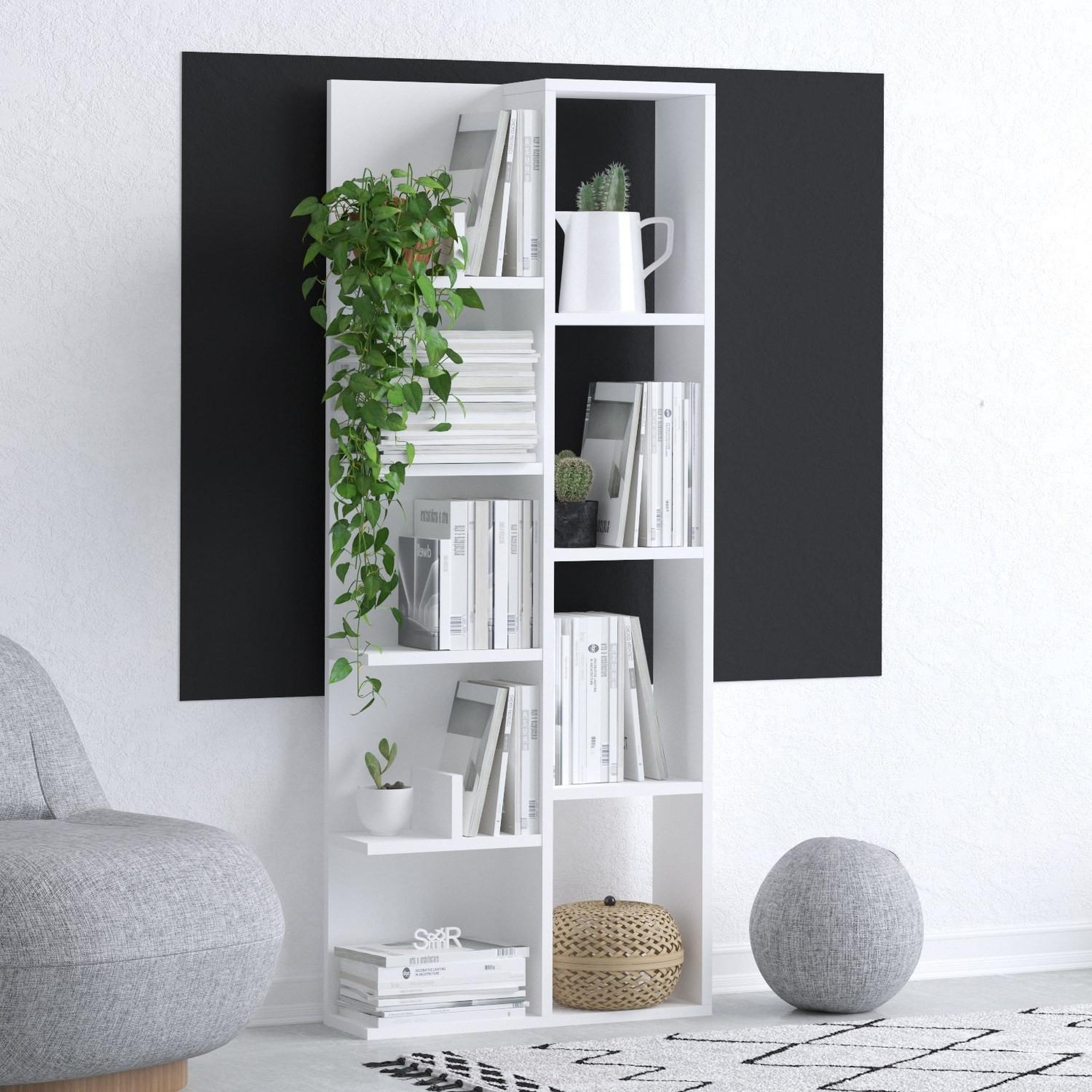 Voir la diapositive 3 : Habitat et Jardin Bibliothèque en bois  Viva  - 60 x 18 x 150 cm - Blanc