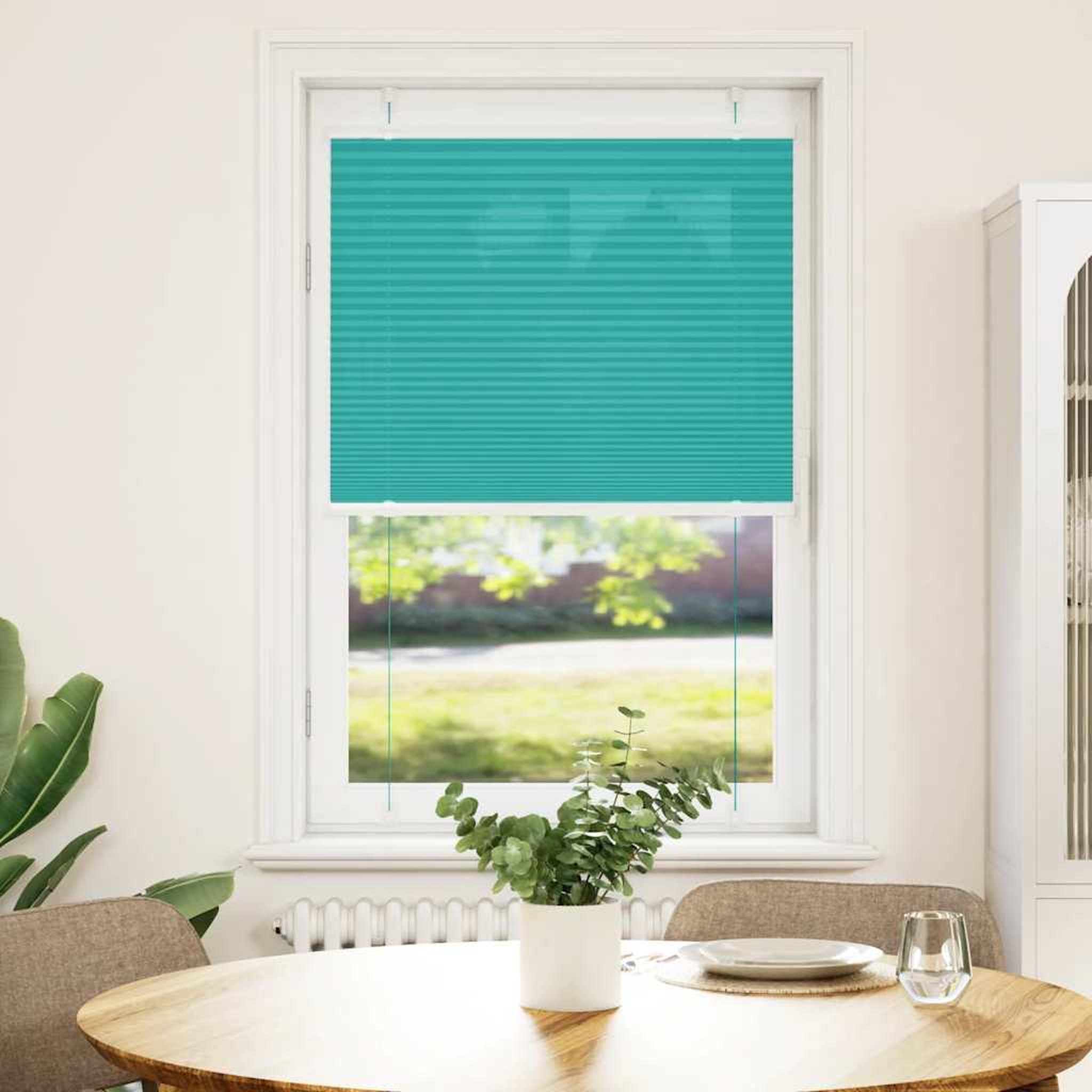 Voir la diapositive 2 : VIDAXL Store plisse vert petrole 75x100 cm largeur du tissu 74,4 cm