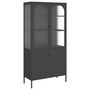 Voir la diapositive 2 : VIDAXL Buffet haut noir 90x40x180 cm verre et acier