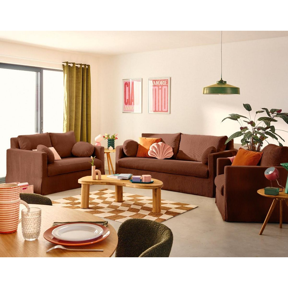 LISA DESIGN Serena - canapé droit déhoussable 2 places en velours côtelé