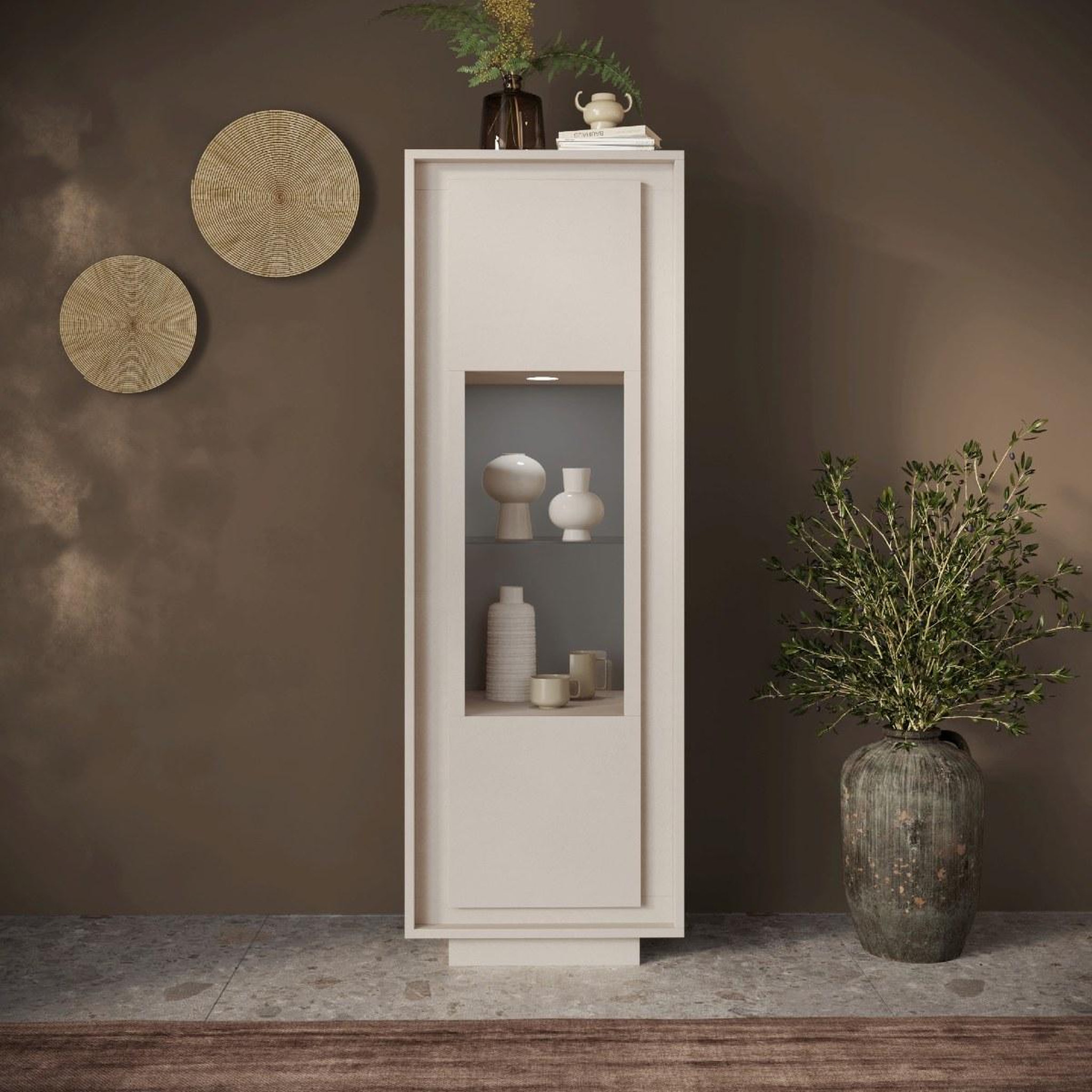 Voir la diapositive 2 : JLC KREATION Vitrine 1 porte vitré coloris beige yori