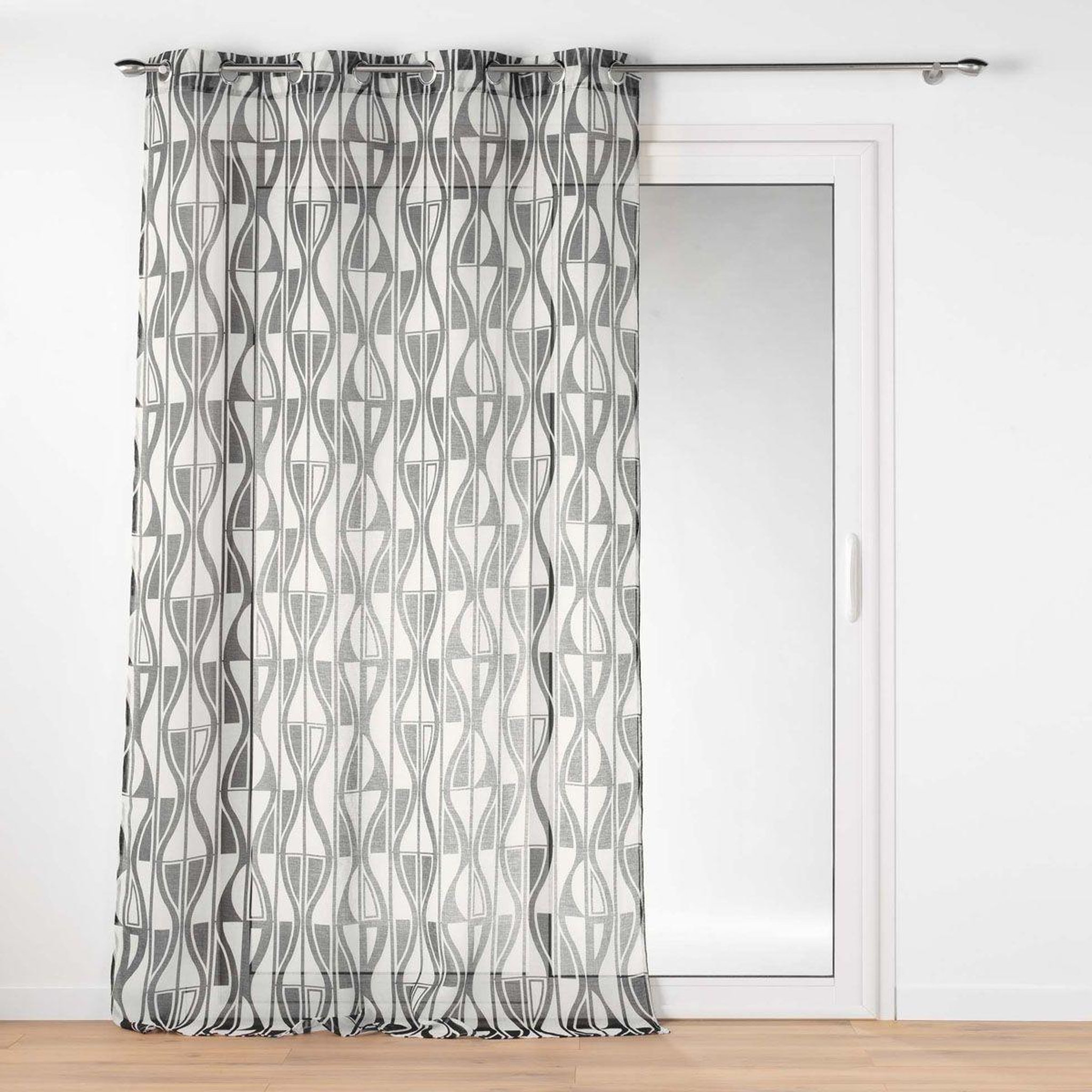 Douceur d'Intérieur Rideau voilage à œillets  ikaris  140x240cm noir & blanc