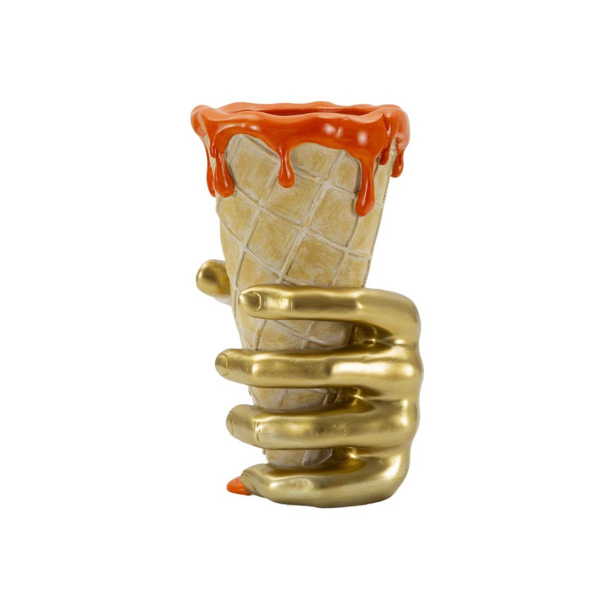 Voir la diapositive 3 : Paris Prix Vase déco en résine  cône  26cm or