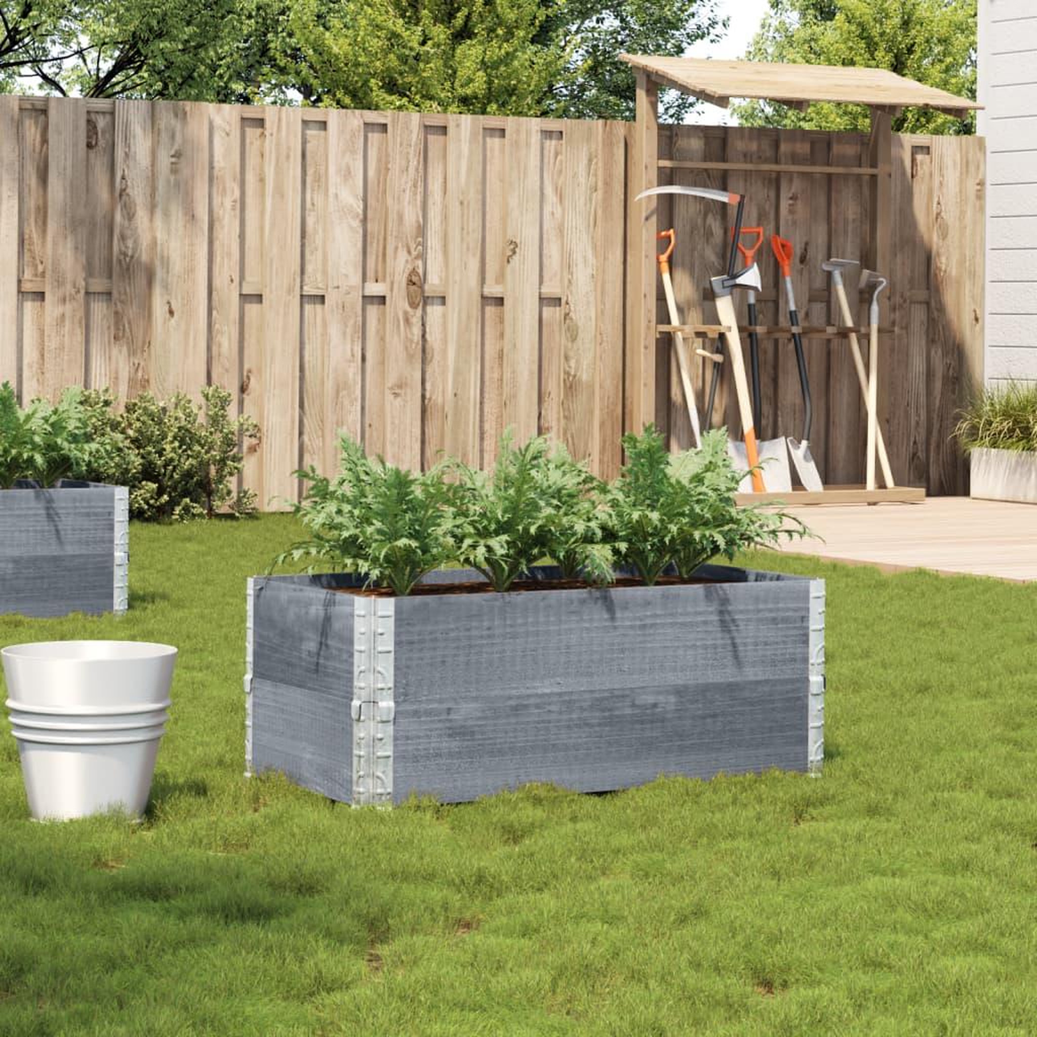 VIDAXL Jardiniere gris 100x50 cm bois massif de pin