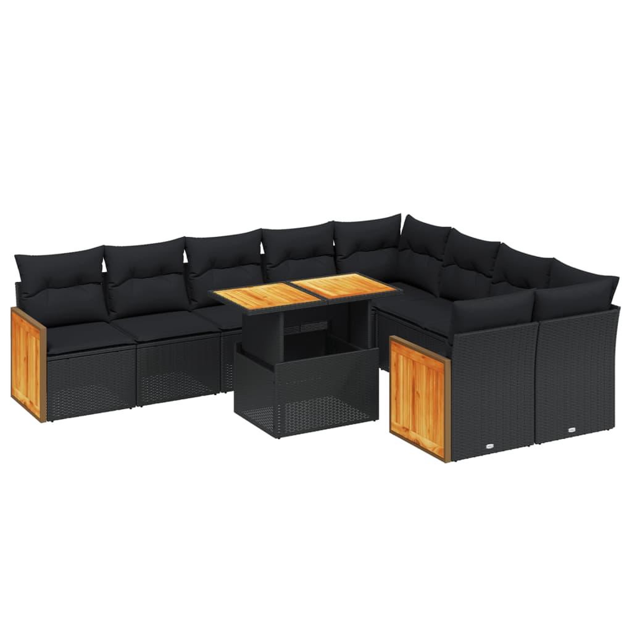 Voir la diapositive 2 : VIDAXL Salon de jardin 10 pcs avec coussins noir resine tressee