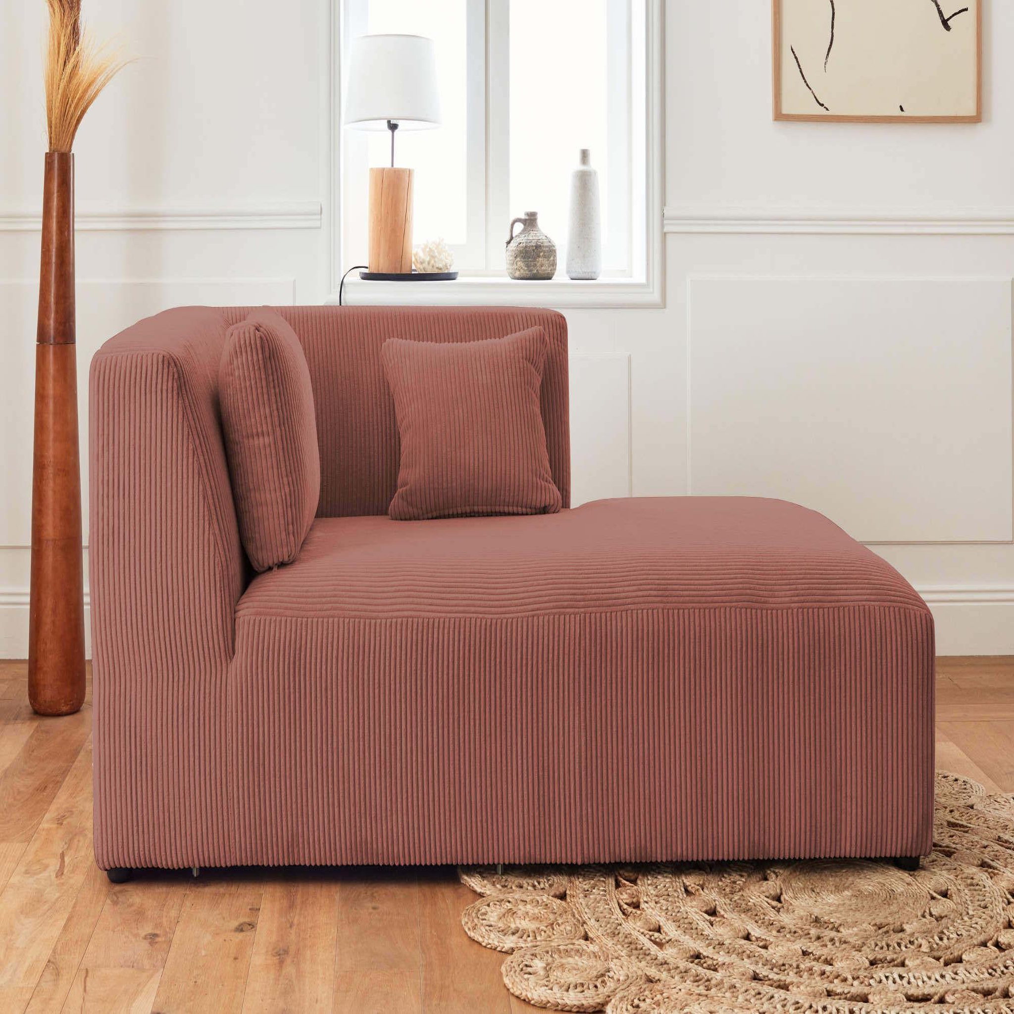 Voir la diapositive 6 : LISA DESIGN Victoire - canapé modulable d'angle droit - 5 places - en velours côtelé
