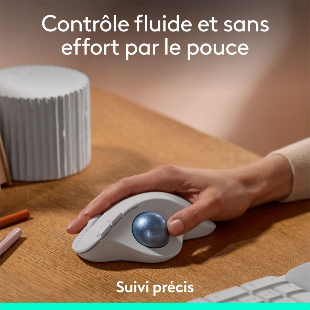 Logitech Souris sans fil Ergo M575S Blanc cassé