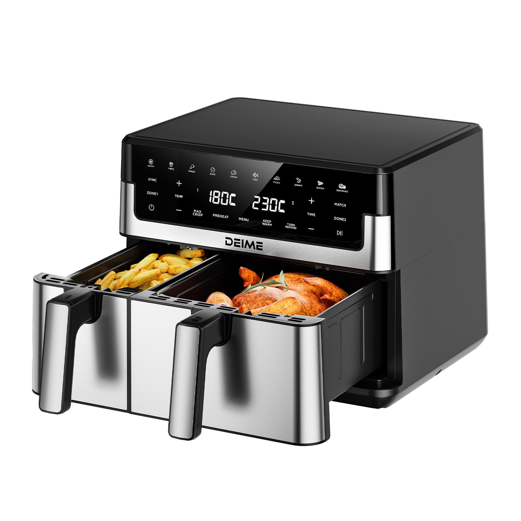 DEIME DEIME - Airfryer  10 l 2800 w 10 programmes avec fenêtre de cuisson – inox