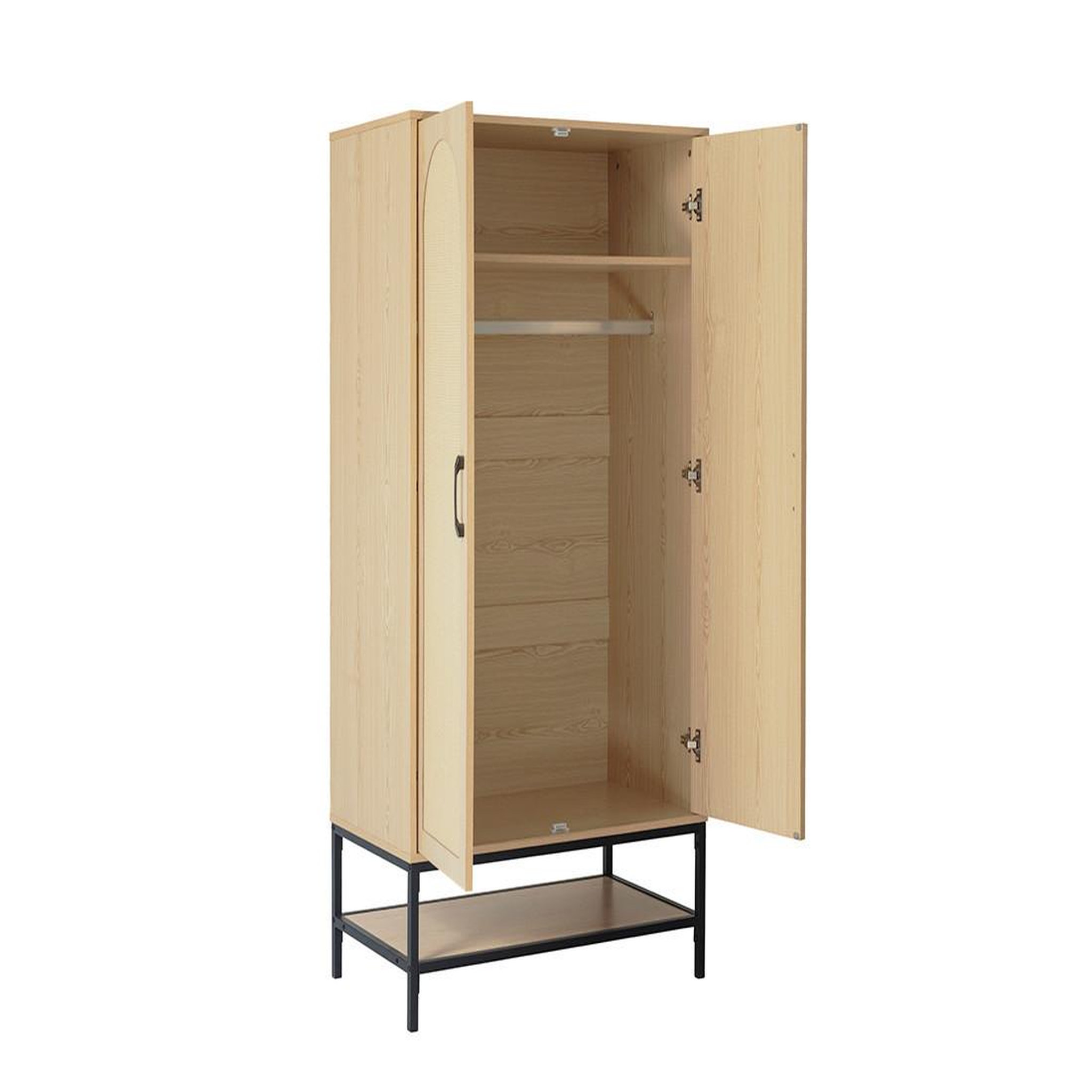 Voir la diapositive 5 : BEST MOBILIER Nagato - armoire - cannage et effet bois - 80 cm